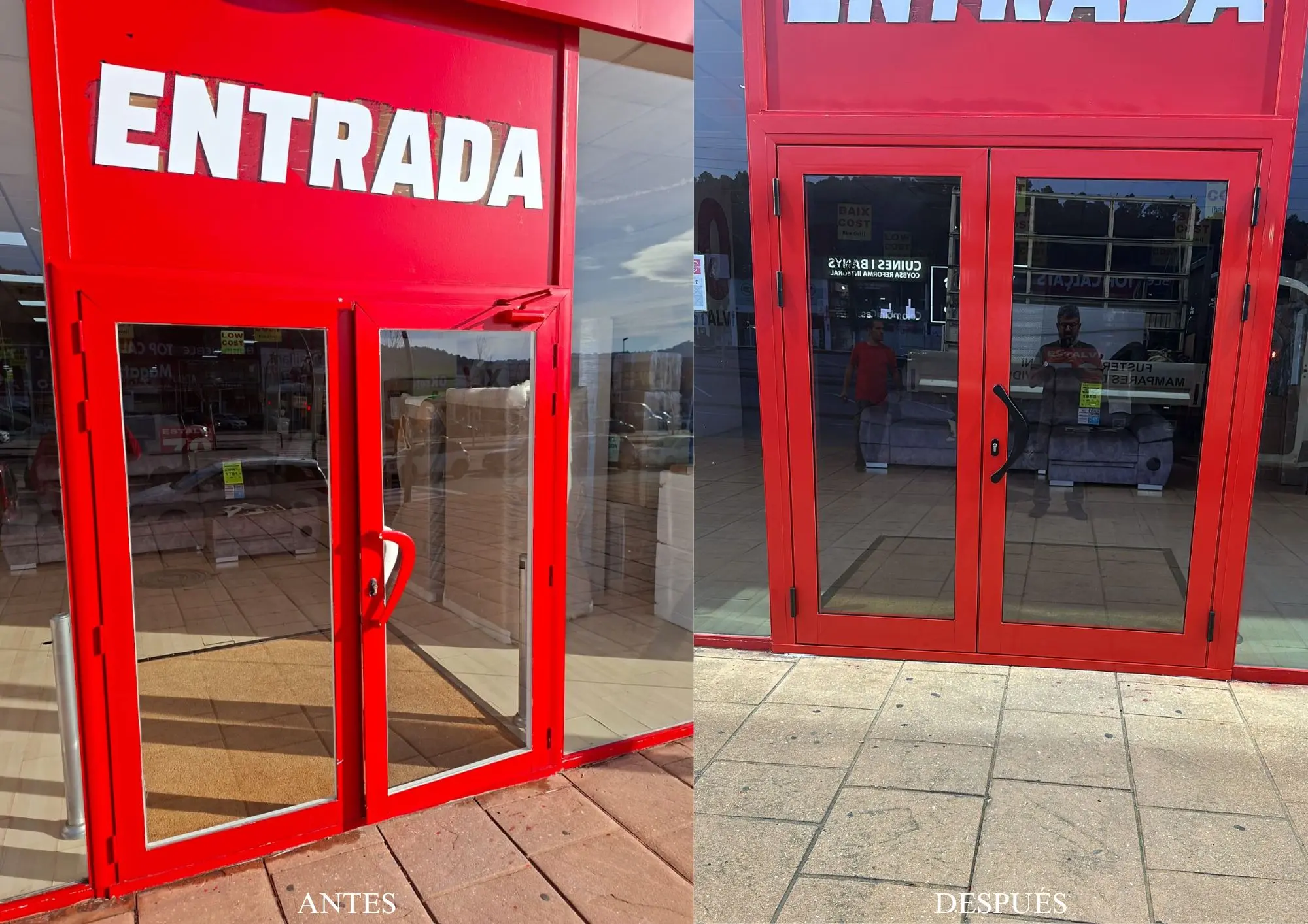 Cambio Puerta Aluminio Color Rojo